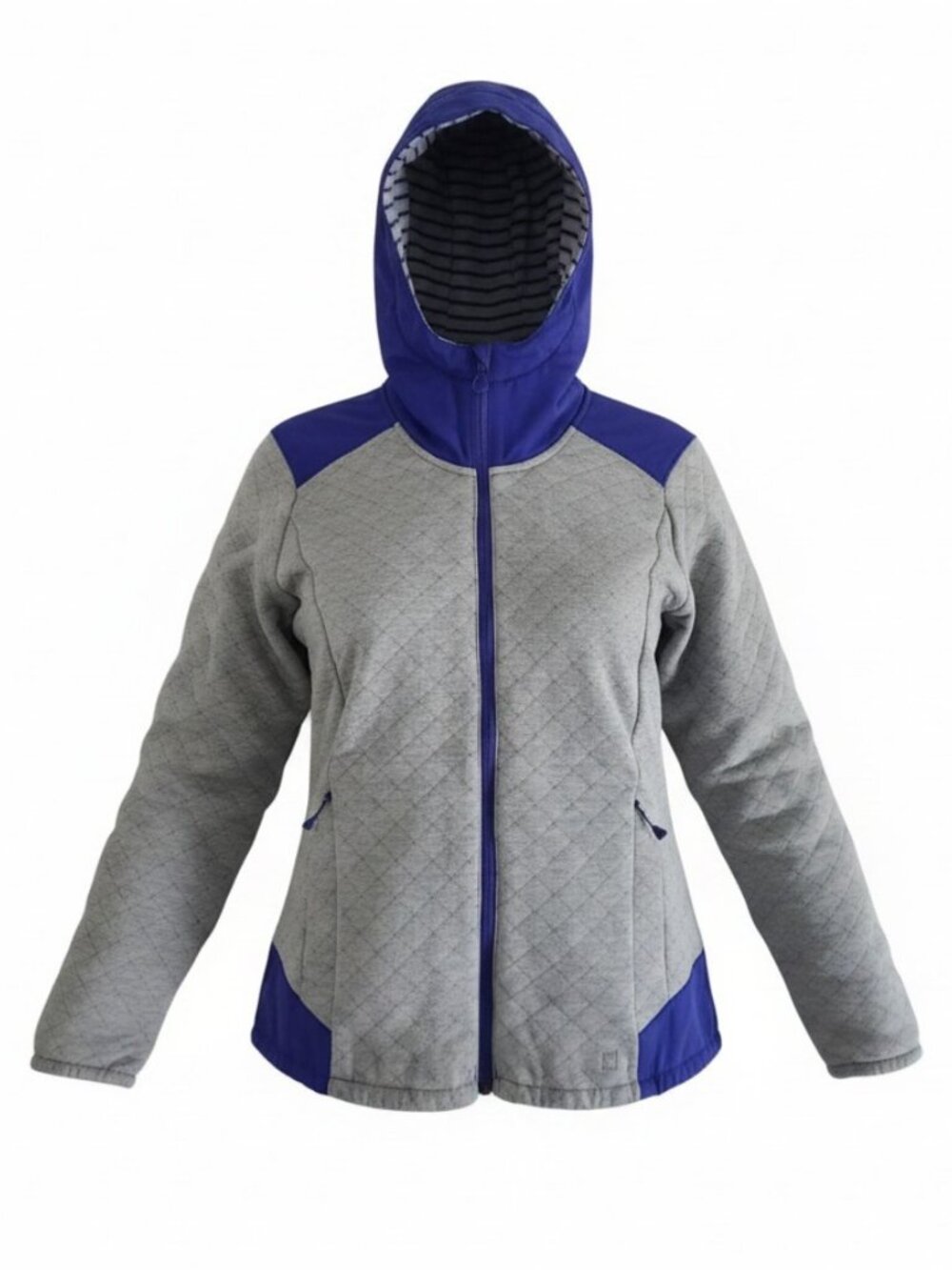 Salomon Gray and Blue Quilted Hooded Jacket